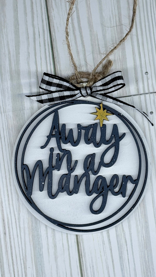 Away in a manger Christmas Tree Ornament| Handpainted