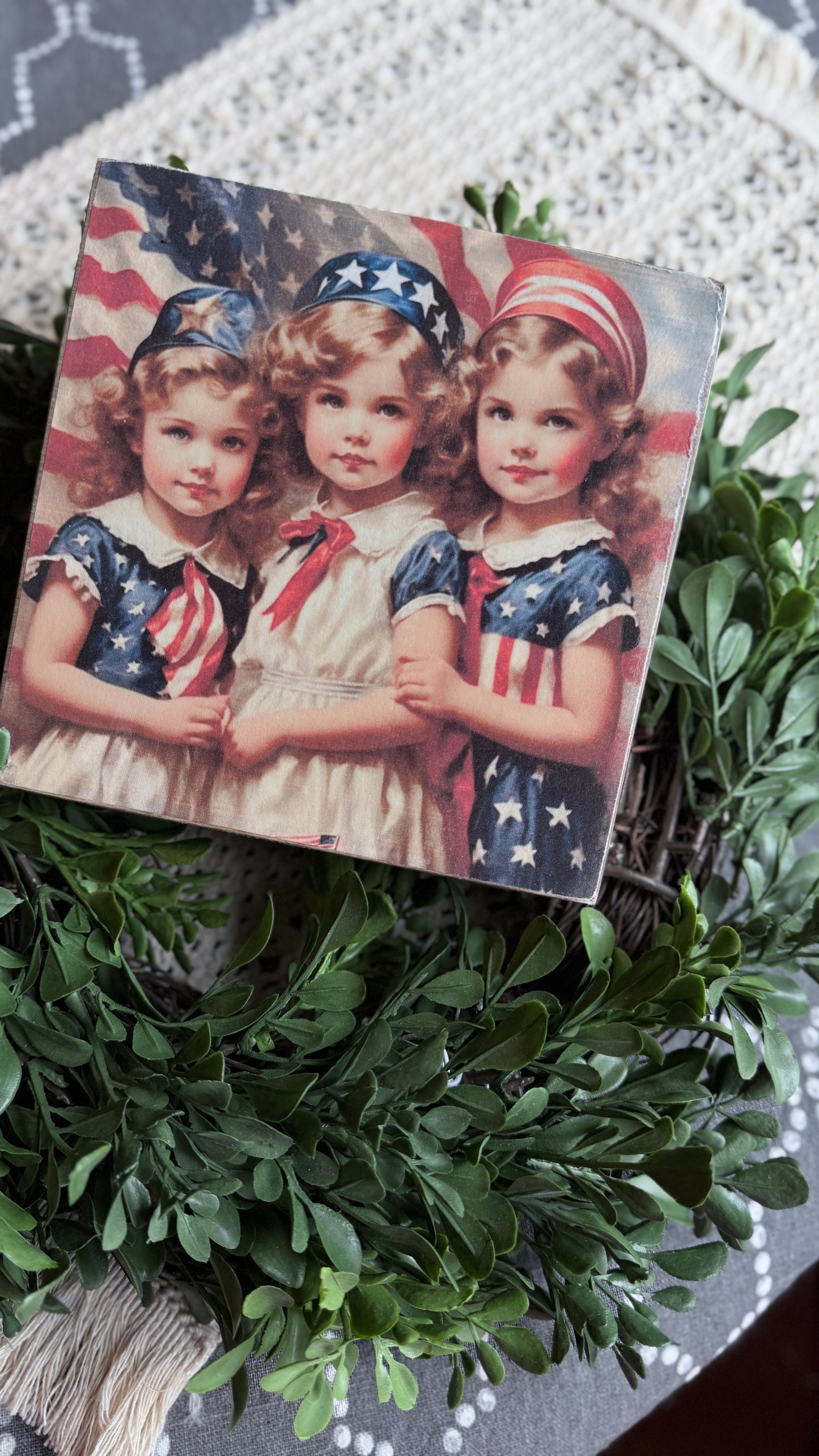 Patriotic print signs | Betsy Ross | Nostalgic Americana Kids | 1776 - 2026 | God Bless America | 6” Wood Signs