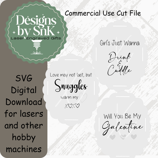 Galentine's Day Blanket Tags SVG Bundle | 3 Scalloped Gift Tag Designs