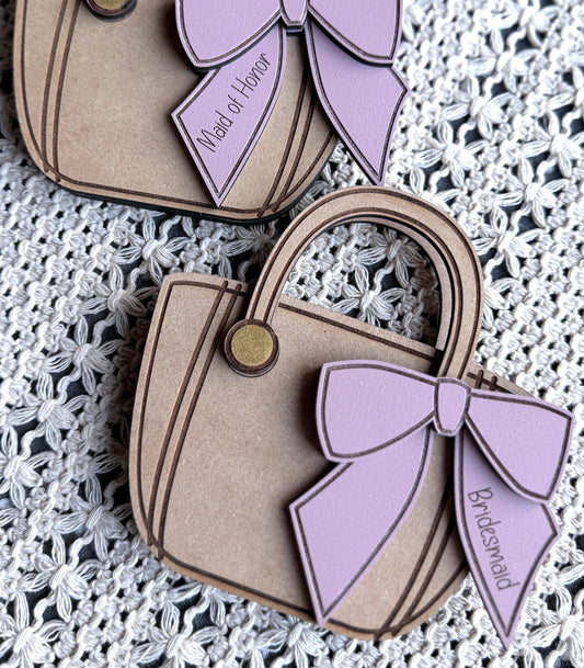 Wooden handbag gift card holder for women with gift card slot, handmade rustic design for bridesmaids Mother's Day mom grandmother birthday gifts