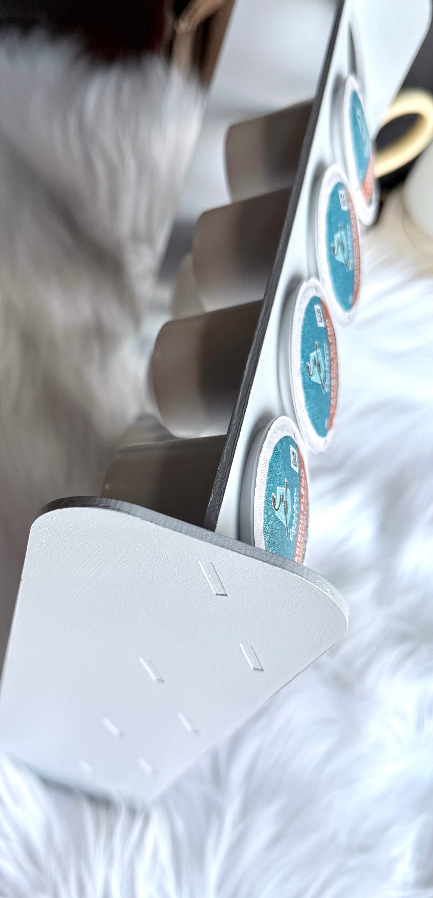 Top view of K-Cup stand showing 20 pod capacity - coffee organizer storage layout