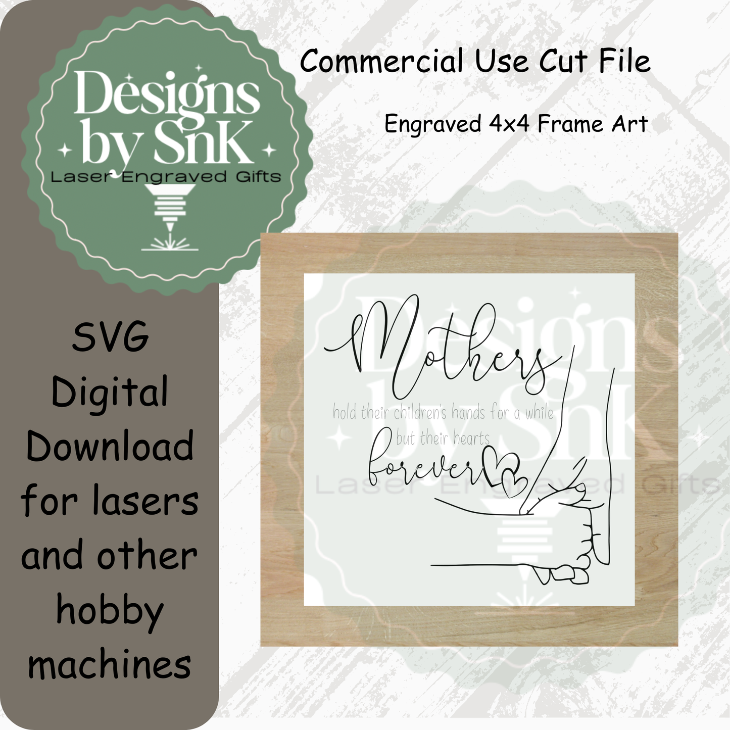 Digital SVG File of Mother Holds children's hand saying , not a physical sign  