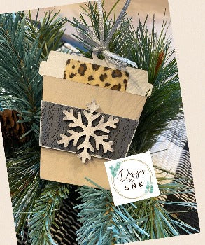 Snowflake coffee cup gift card holder