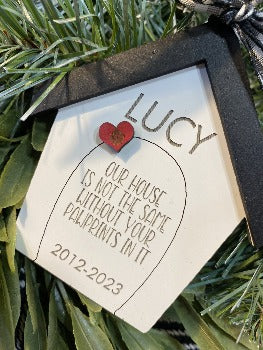 Designs by SNK Handmade Custom Crafts Laser Small Business Pet Dog Wood Engraved Memorial Ornament