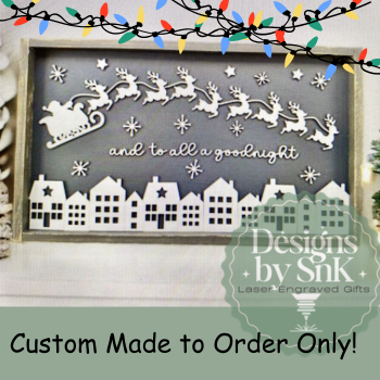 Hand Painted Santa in Flight Christmas Sign | "And to All a Goodnight" | Designs by SNK