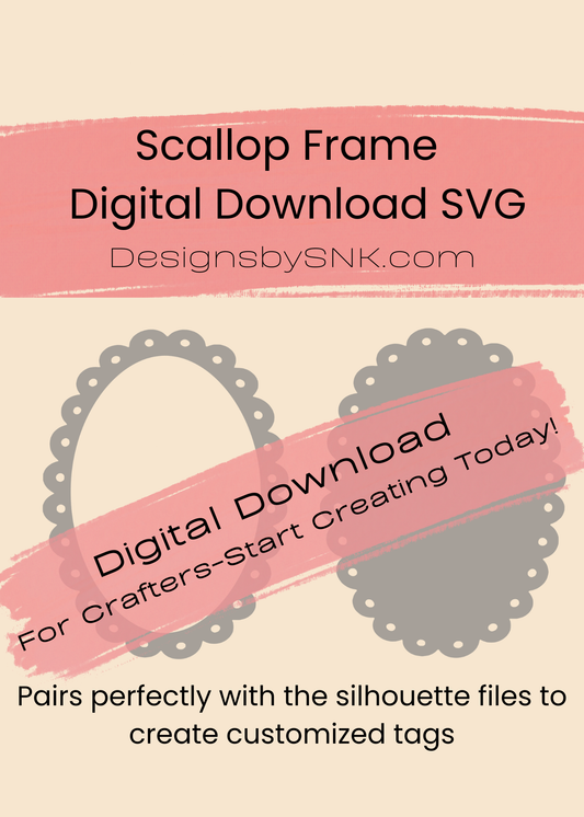 Scalloped Oval Frame SVG | Versatile Tag & Label Template for Laser Cutting