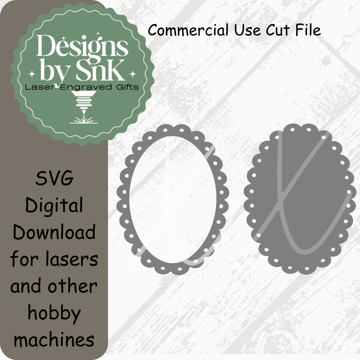 Scalloped Oval Frame SVG | Versatile Tag & Label Template for Laser Cutting