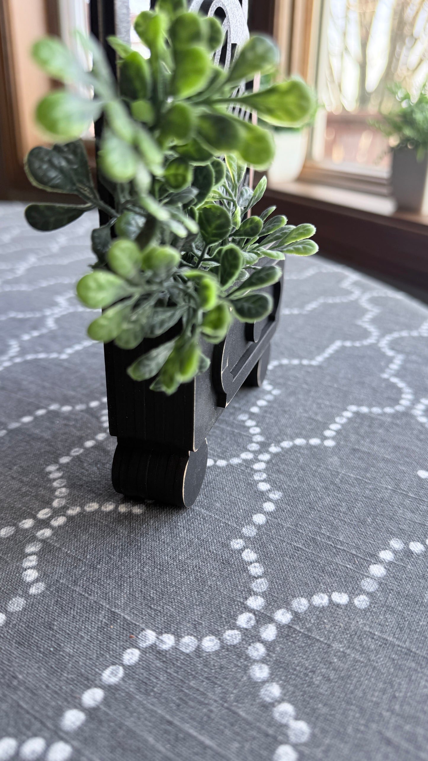Handcrafted wooden window box showing cottage style design detail, perfect for tiered tray styling and farmhouse displays