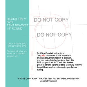 Tent Bracket and 15 inch round svg file with dangles (opt)