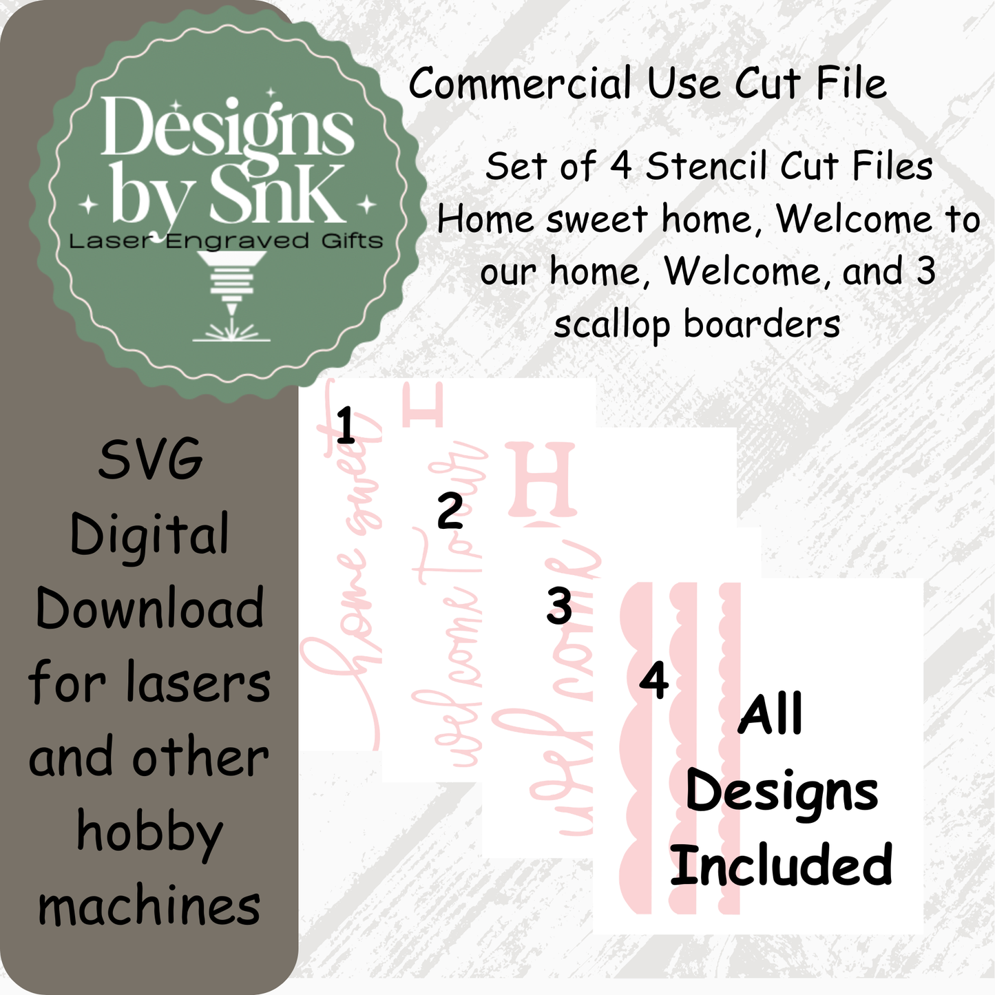 Welcome Sign SVG Bundle - 3 Scallop Border Designs | Welcome Home Digital Cut Files