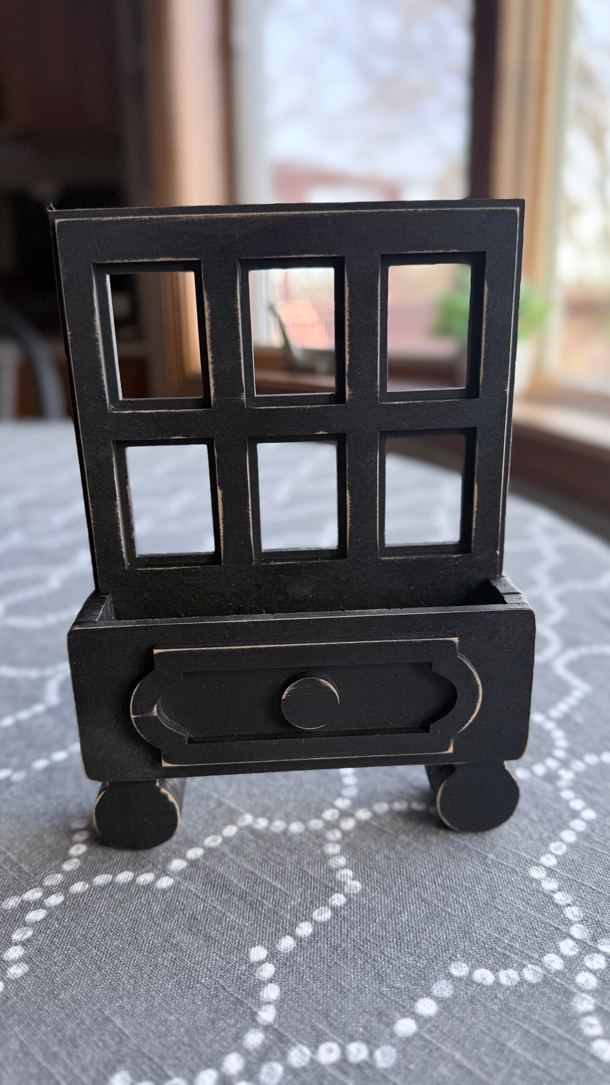 Rustic wooden window box planter for tiered tray décor, handmade farmhouse shelf display with natural wood finish
