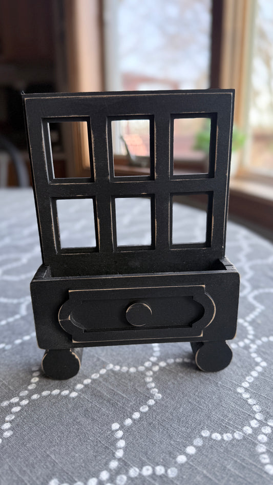 Rustic wooden window box planter for tiered tray décor, handmade farmhouse shelf display with natural wood finish
