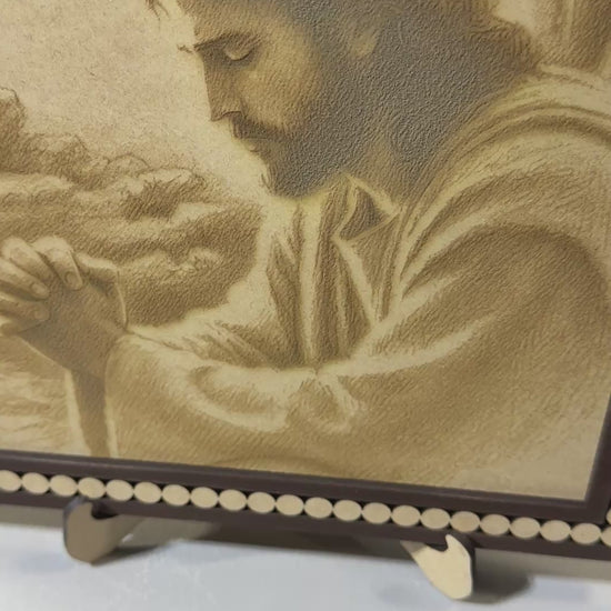 Video of the image details on this engraved print of Jesus Praying in the garden of Gethsemane. 
